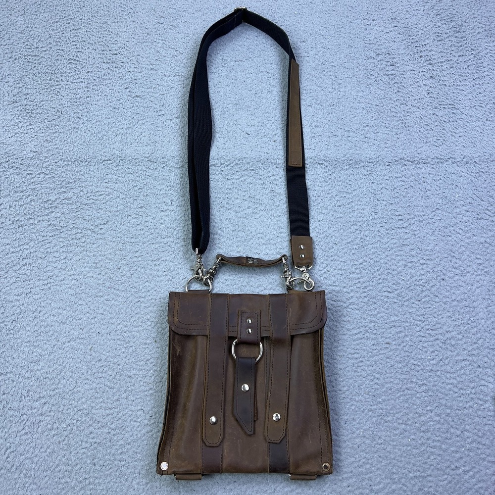 Copper River Bag Baxter Distressed Leather 10" Brown Crossbody Strap Made in USA